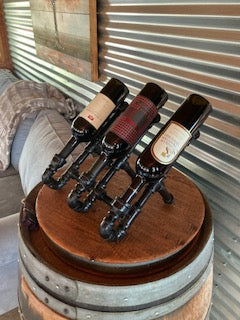 3 Bottle Industrial Wine Stand